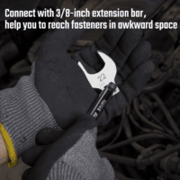 3/8" Drive Crowfoot Wrench Set with 2 Extension Bars, SAE & Metric, 19-Piece, 10-22Mm & 3/8"-7/8", CR-V Steel, with EVA Foam Tool Organizer - Image 4