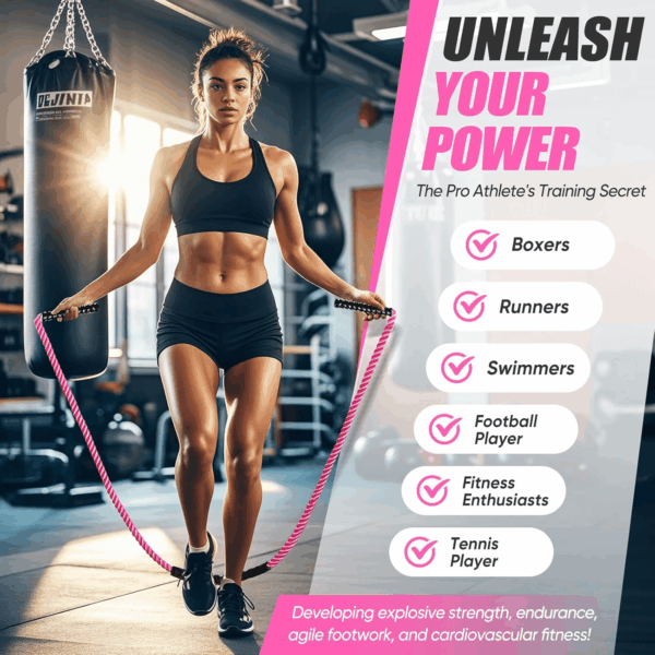 Jump Rope, Weighted Jump Rope for Women, Heavy Jump Ropes for Fitness, Adult Skipping Rope for Home Workout, Weight Loss, Shaping Body, Boxing, Strength Training, Total Body Exercise Equipment - Image 7