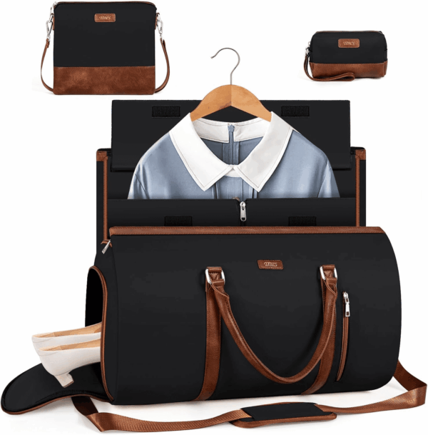 Convertible Garment Duffel Bag for Travel - Carry on Garment Bags with Toiletry Bag Large Weekender Bag for Men Women 2 in 1 Hanging Suitcase Suit Travel Duffel Overnight Bags 4Pcs Set - Image 8