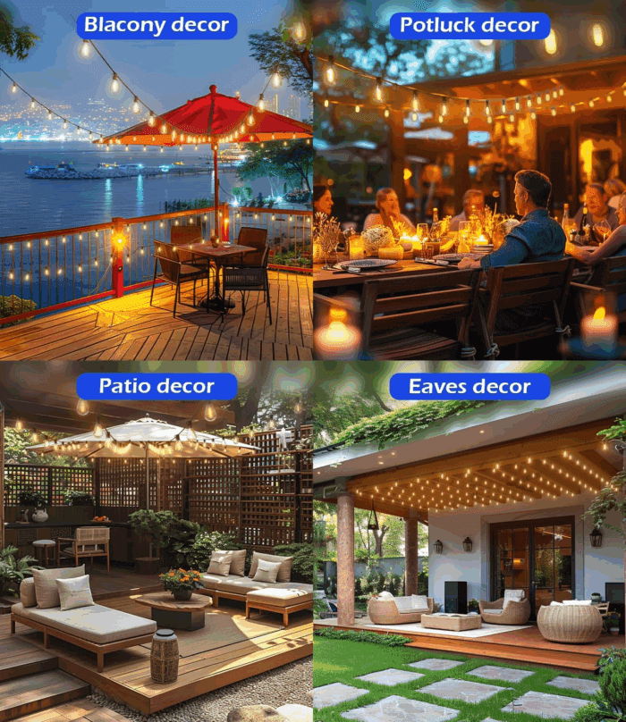 120FT LED Outdoor String Lights with 30+2 Edison Shatterproof Waterproof Bulbs, 2700K Commercial Grade Patio Lights, Heavy Duty outside Hanging Outdoor Lights for Garden Porch Deck Decor - Image 7