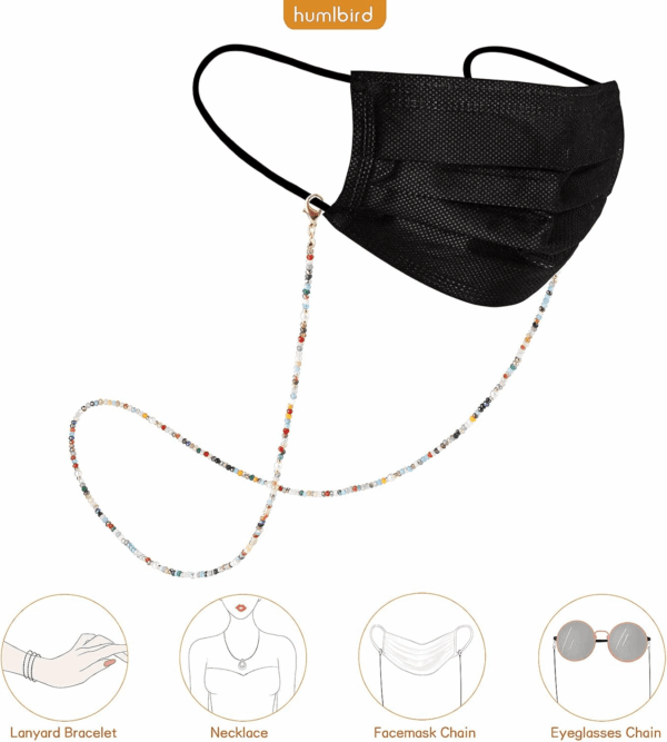 Mask Lanyard Eyeglasses Chain Healing Crystal Beaded Sunglasses Chains with Pearl for Women - Image 2