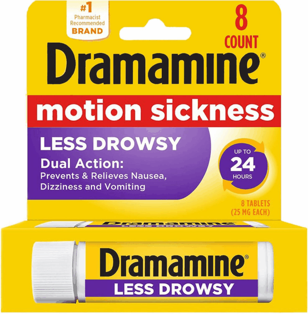 Motion Sickness Relief Less Drowsey Formula, 8 Count (Pack of 1)