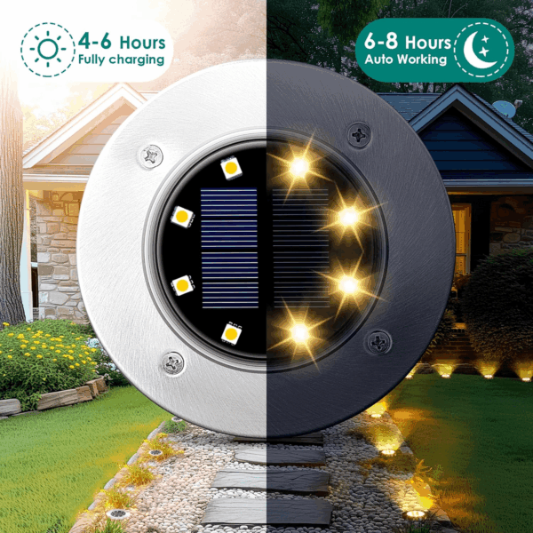 Solar Lights Outdoor Waterproof, 12 Pack Solar Ground Lights, Solar Garden Lights Landscape Lighting for Pathway Driveway Patio Backyard Walkway (Warm White) - Image 3