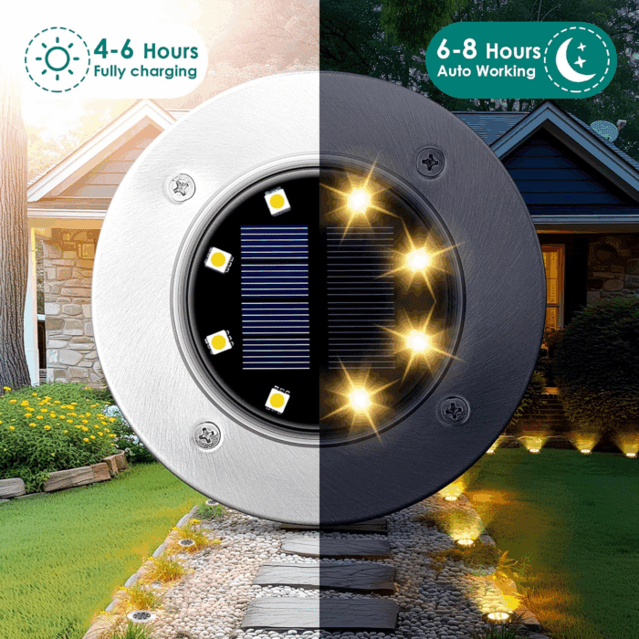 Solar Lights Outdoor Waterproof, 12 Pack Solar Ground Lights, Solar Garden Lights Landscape Lighting for Pathway Driveway Patio Backyard Walkway (Warm White) - Image 3