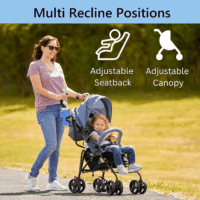 Vista Moonwalk Baby Stroller in Blue, Lightweight Infant Stroller with Compact Fold, Multi-Position Recline Umbrella Stroller with Canopy, Extra Large Storage and Cup Holder - Image 3