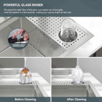 33 Inch Drop in Kitchen Sink Workstation with Glass Rinser 33X22 Drop in Kitchen Sinks Stainless Steel Workstation Sinks 16 Gauge Single Bowl Sink with Cup Washer with Cutting Board - Image 5