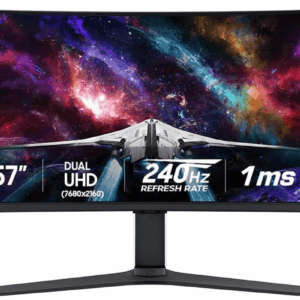 57" Odyssey Neo G9 Series Dual 4K UHD 1000R Curved Gaming Monitor, 240Hz, 1Ms with Displayport 2.1, Quantum Mini-Led, Displayhdr 1000, AMD Freesync Premium Pro, LS57CG952NNXZA, 2023