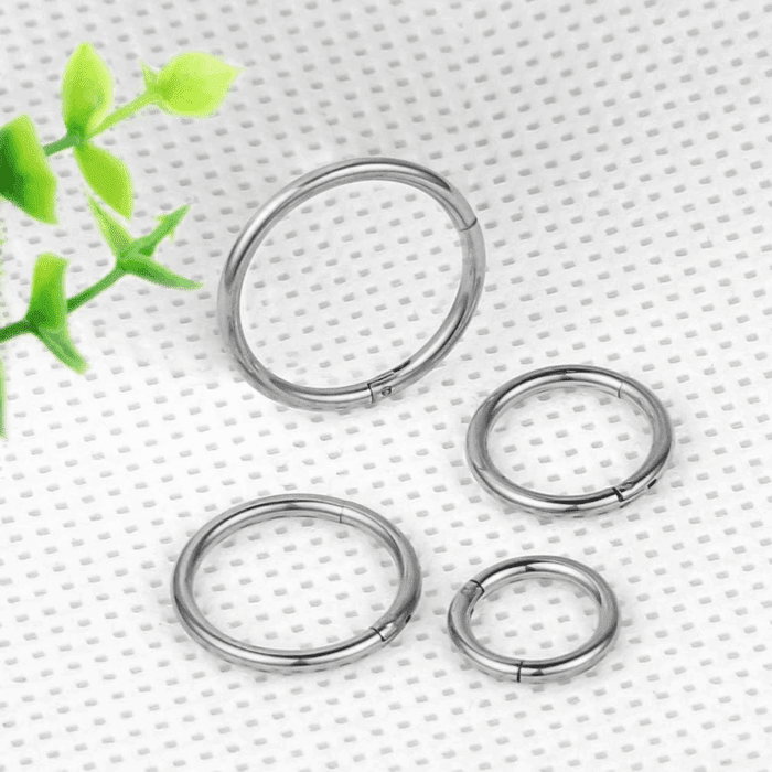 4Pcs 16G 18G 20G Surgical-Steel-Piercing-Ring-Nose-Rings-Hinged-Hoop-Earrings,6Mm 8Mm 10Mm 12Mm Seamless Stainless Steel Clicker Eyebrow Septum Piercing Hoop,Sliver Black Gold Rose Gold Rainbow Body Jewelry Set - Image 5