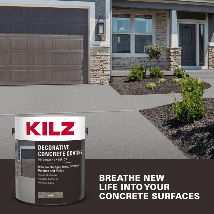 Decorative Concrete Coating, Interior/Exterior, Slip Resistant, Gray, 1 Gallon - Image 2