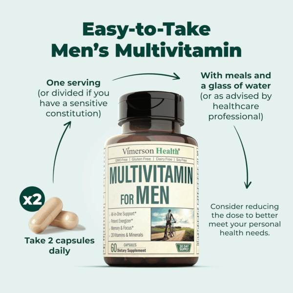 Multivitamin for Men - Daily Mens Multivitamins & Multiminerals with Vitamin D, Vitamin C, B12 Zinc & More. Essential Vitamins for Men for Energy, Focus, Stamina, Performance, Mens Health. 60 Capsules - Image 8
