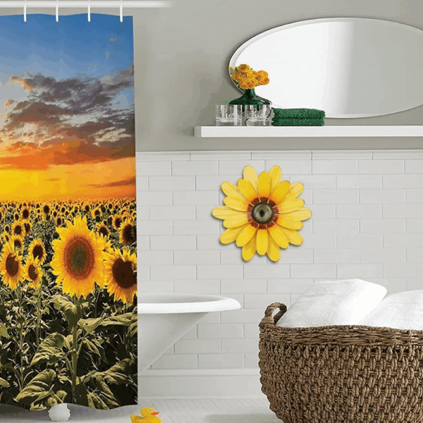 Sunflower Garden Decor, 11'' Metal Flower Wall Decor, Yard Hanging Wall Art Decorations for Kitchen, Bathroom, Living Room, Spring Boho Art for Indoor Outdoor - Image 5
