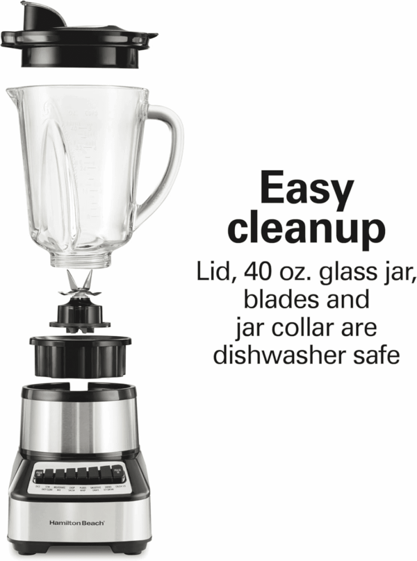 Wave Crusher Blender for Smoothies with 40 Oz Glass Jar and 14 Functions, Ice Sabre Blades & 700 Watts for Consistently Smooth Results, Black + Stainless Steel (54221) - Image 6