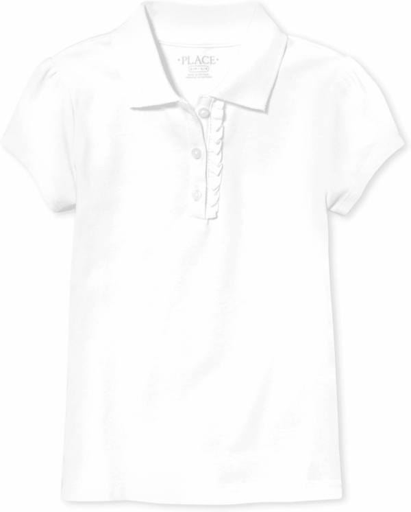 Girls' Short Sleeve Ruffle Pique Polo