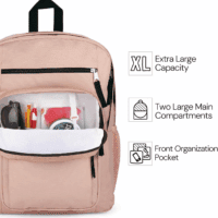 Laptop Backpack - Computer Bag with 2 Compartments, Ergonomic Shoulder Straps, 15” Laptop Sleeve, Haul Handle - Black - Image 4