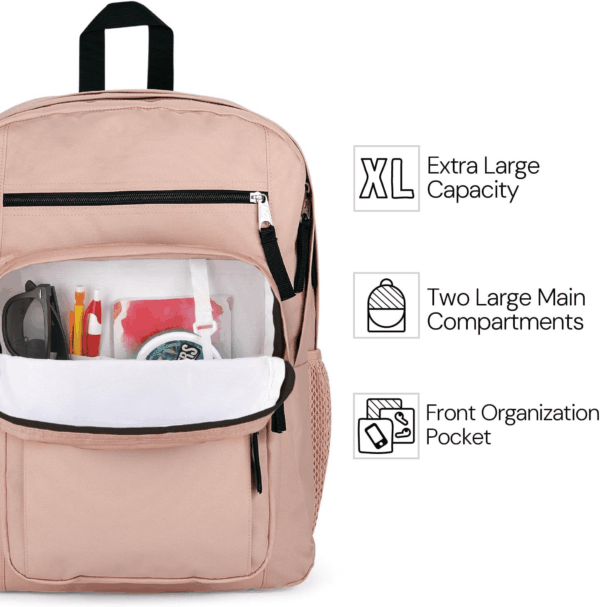 Laptop Backpack - Computer Bag with 2 Compartments, Ergonomic Shoulder Straps, 15” Laptop Sleeve, Haul Handle - Black - Image 4