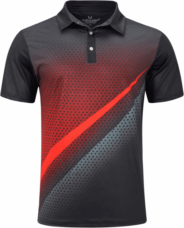 Mens Golf Shirt Dry Fit Athletic Polo Shirts Moisture Wicking Performance 3D Print Short Sleeve
