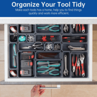 45 Pack Tool Box Organizer Tray, 3-Sizes Tool Box Organizers and Storage, for Hammer, Wrench, Screw, Small Parts Toolbox Organization, Tool Cart Chest Garage Drawer Organizer Tray, Grey - Image 2