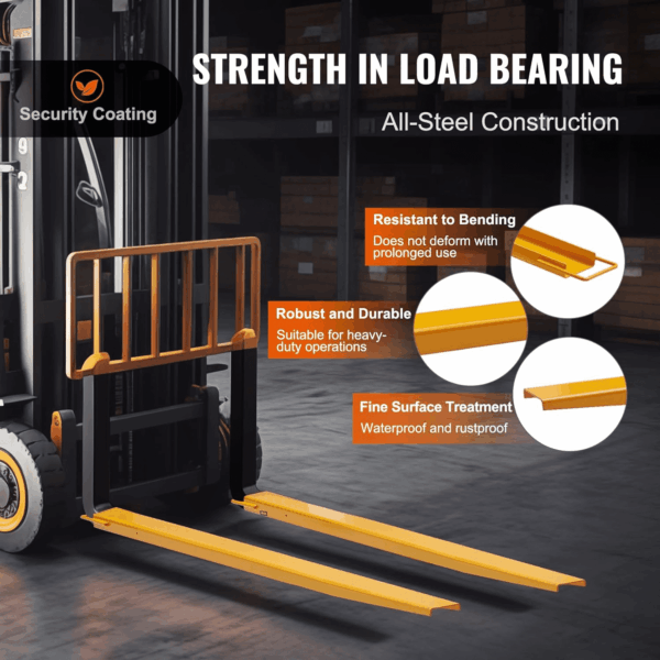 Forklift Extensions, 72 Inch Fork Extensions 4.5 Inch Width, Heavy Duty Fork Extensions for Forklifts, 1 Pair Forklift Extensions for Forklift Truck, Yellow - Image 3