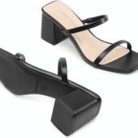 Sandal Heels for Women Low Square Open Toe Block Chunky Heels Slip on Slides Mules for Party Homecoming Daily - Image 3