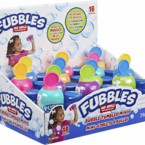 Fubbles No Spill Bubble Tumbler Minis Party Favor 12 Pack | Bubble Toy for Babies Toddlers and Kids | Includes 2Oz Bubble Solution and a Wand per Bottle (Assorted Colors)