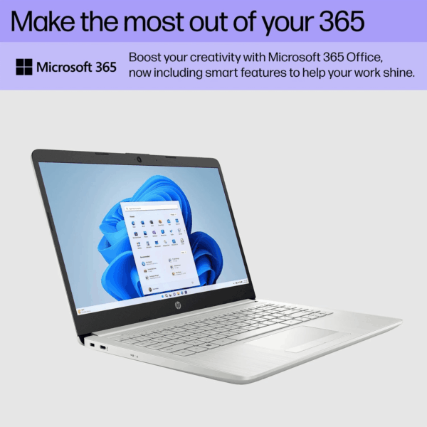 Portable Laptop, Student and Business, 14" HD Display, Intel Quad-Core N4120, 8GB DDR4 RAM, 64GB Emmc, 1 Year Office 365, Webcam, RJ-45, HDMI, Wi-Fi, Windows 11 Home, Silver - Image 2