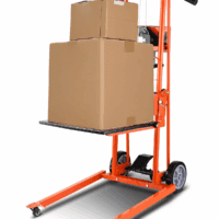 Material Lift Winch Stacker, 330Lbs Capacity Pallet Truck Dolly, 42.9In Max Lifting Height Manual Winch Stacker, Multifunctional Manual Pallet Truck Stacker with Swivel Casters and Lift Plate