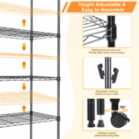 5 Tier Shelving Unit, Adjustable Storage Shelves with Wheels, Wire Shelving, 400 Lbs Capacity per Shelf, Max 2000 Lbs Total for Pantry, Kitchen, Garage, 30" L X 14" W X 59" H, Blacka - Image 4