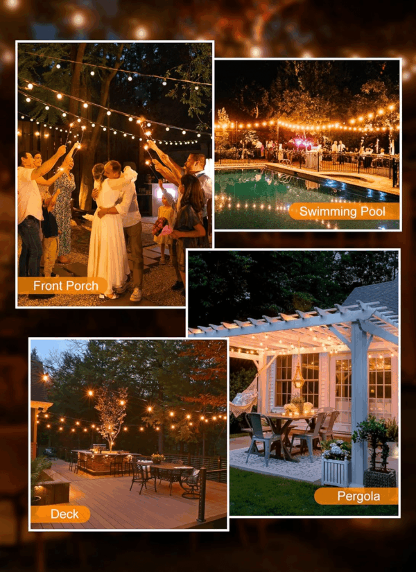 Outdoor String Lights - Connectable Dimmable LED Patio String Lights with G40 Globe Plastic Bulbs, All Weatherproof Hanging Lights for outside Backyard Porch (50 Ft - 25 LED Bulbs) - Image 5