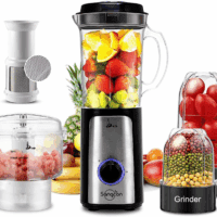 5 in 1 Blender and Food Processor Combo for Kitchen, Small Electric Food Chopper for Meat and Vegetable, 350W High Speed Blenders with 2 Speeds and Pulse for Smoothies and Shakes