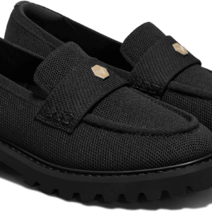 Francesca Women'S Loafers, Waterproof Round-Toe Platform Chunky Heel Loafers Black