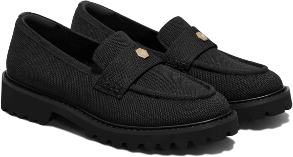 Francesca Women'S Loafers, Waterproof Round-Toe Platform Chunky Heel Loafers Black
