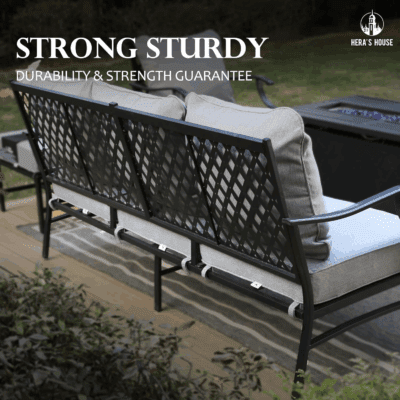5 Piece Patio Furniture Set, 2 X Swivel Chair, 2 X Ottoman, 1 X 3-Seat Sofa, All Cushioned Outdoor Conversation Set for Lawn Garden Backyard Deck, Grey - Image 7