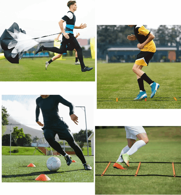 Agility Ladder 20 Feet 12 Adjustable Rungs Speed Training Equipment Set, Agility Ladder, Football Cones, Running Parachute, Jump Rope, Resistance Bands - Image 10
