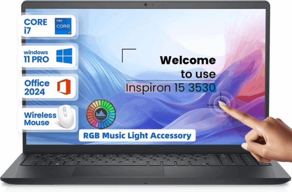 Inspiron 15 Touchscreen Laptop - 15.6" anti Glare FHD Display - 13Th Gen Intel Core I7-1355U - 32 GB RAM - 1 TB SSD - Windows 11 Pro - Office Pro 2024 Lifetime - W/Hoouwrd Accessories