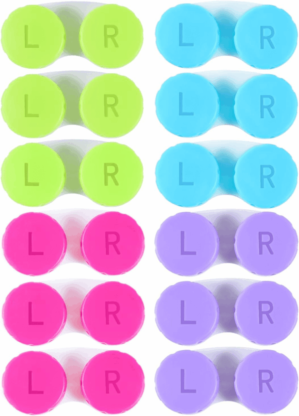 12 Pack Colorful Contact Lens Case Box Holder Container Soak Storage Kit