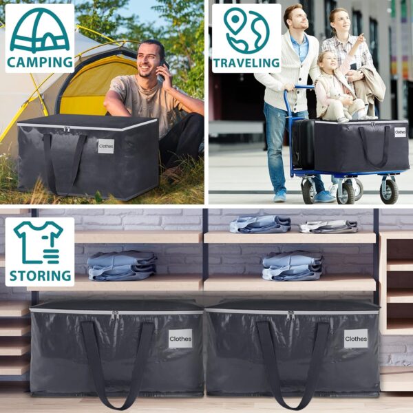 Moving Boxes Heavy Duty Moving Bags with Strong Zippers and Handles Collapsible Moving Supplies, Storage Totes for Packing & Moving Storing 93L,8-Pack - Image 7