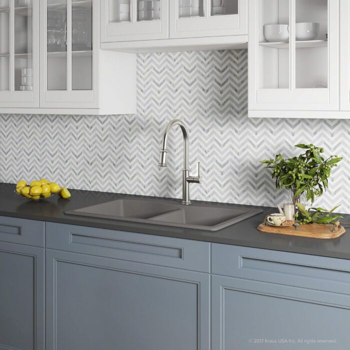 Forteza™ 33” Dual Mount 50/50 Double Bowl Granite Kitchen Sink in Grey, KGD-52GREY - Image 12