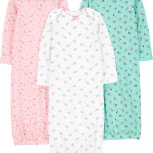 Baby Girls' 3-Pack Cotton Sleeper Gown