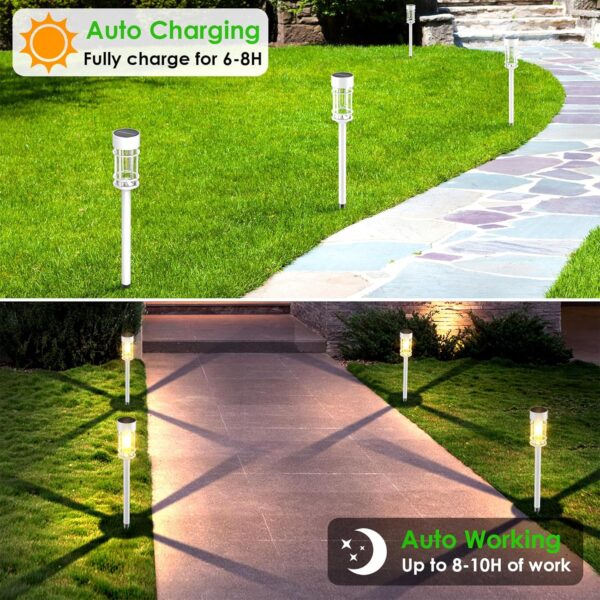 Solar Pathway Lights Outdoor Waterproof, 8 Pack LED Solar Garden Lights for outside Decorations, Dusk to Dawn Solar Walkway Lights Landscape Lighting - Image 7