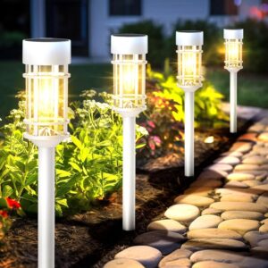 Solar Pathway Lights Outdoor Waterproof, 8 Pack LED Solar Garden Lights for outside Decorations, Dusk to Dawn Solar Walkway Lights Landscape Lighting