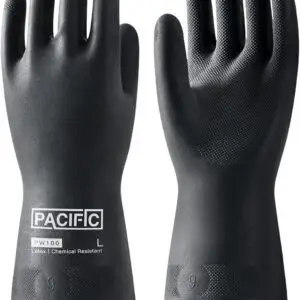 Chemical Resistant Gloves, Heavy Duty Industrial Rubber Gloves, Resist Acid, Alkali and Oil, 12.6", Large