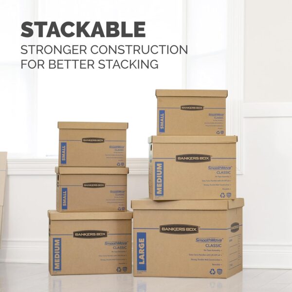 Medium Classic Moving Box 8 Pack, Reinforced Handles, Tape-Free Assembly, Box with Lid, 19-In X 14.5-In X 15.5-In (7717201) - Image 10