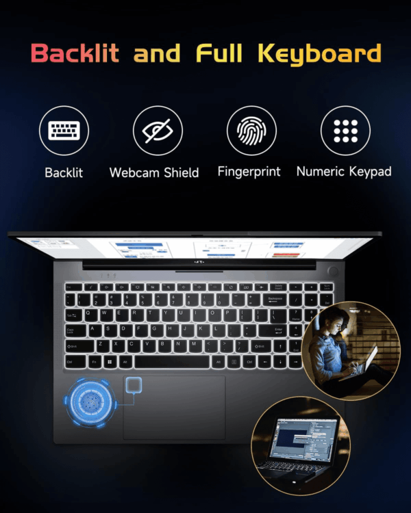 15.6 IPS Fhd-Student-Laptop, 16GB RAM 1TB SSD Backlit Keyboard Fingerprint Intel Pentium Quad-Core N100 (Beat to I3-1115G4, up to 3.4Ghz) Computer with Wifi 6 Numpad Win 11 Silver - Image 3