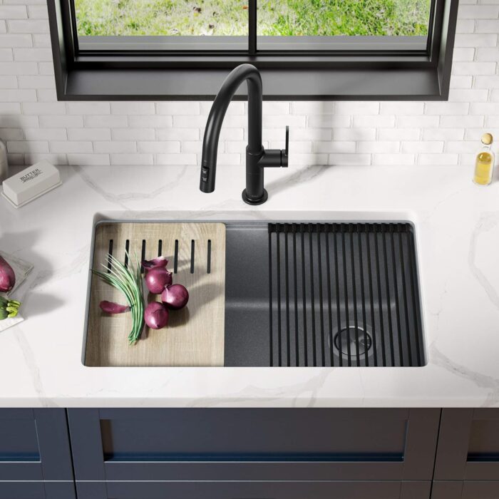 Kitchen Sink Bellucci 30” Undermount Workstation Granite, Metallic Gray, Accessories, KGUW2-30MGR - Image 3
