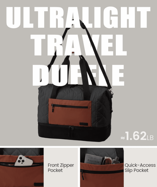 Weekender Bags for Women, Puffer Travel Duffel Bags for Woman, Large Hospital Bag for Women Labor Delivery with Shoe Compartment, Carry on Overnight Bag, Personal Item Travel Bag for Airplane - Image 3