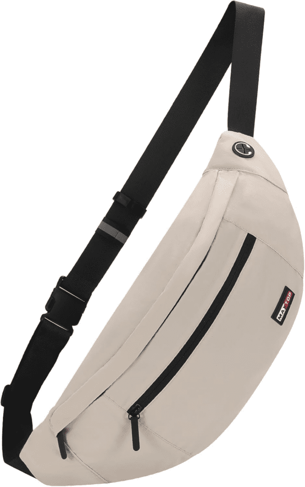 Super Large Beige Fanny Pack Sling Bag for Men Women Crossbody Sling Chest Bag for Travel Cycling Hiking Climbing