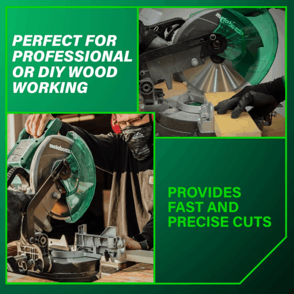 10-Inch Compound Miter Saw, 15-Amp Power Saw with Large 10-Inch Table, Precision Miter Angles, Single Bevel 0-45°, 24T TCT Blade, Positive Stops, Lightweight Design, C10FCGS - Image 2