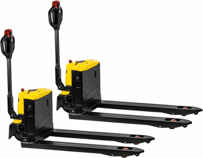 2-Pieces Full Electric Pallet Jack Lithium 3300Lbs Capacity 7.5" Lift 45" X 27" Forks Pallet Truck, Multi-Function Handle