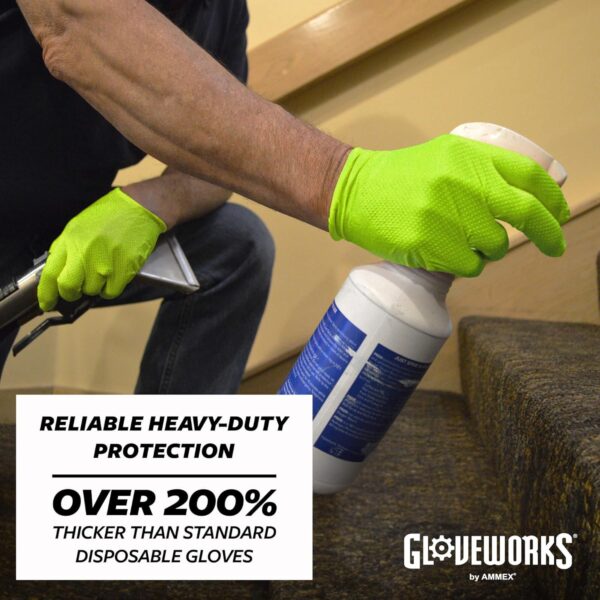 HD Green Nitrile Gloves, 8 Mil Nitrile Gloves Medium-Xxl Sizes, Nitrile Disposable Gloves with Raised Diamond Grip - Image 4
