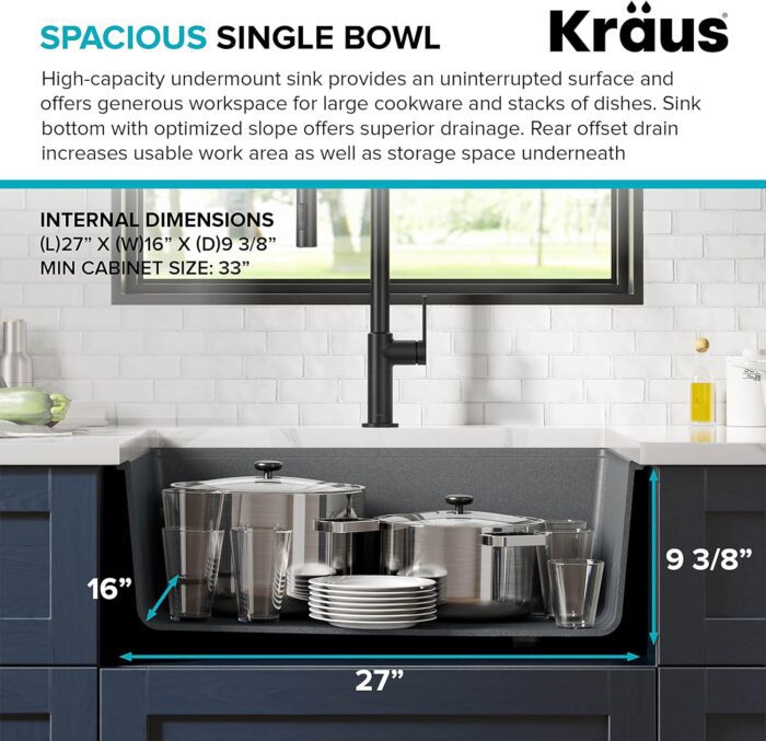 Kitchen Sink Bellucci 30” Undermount Workstation Granite, Metallic Gray, Accessories, KGUW2-30MGR - Image 9